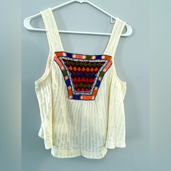 Urban Outfitters Tank Top Loose Boho Hippie Multi Color Pattern Cream Size M - Picture 1 of 7